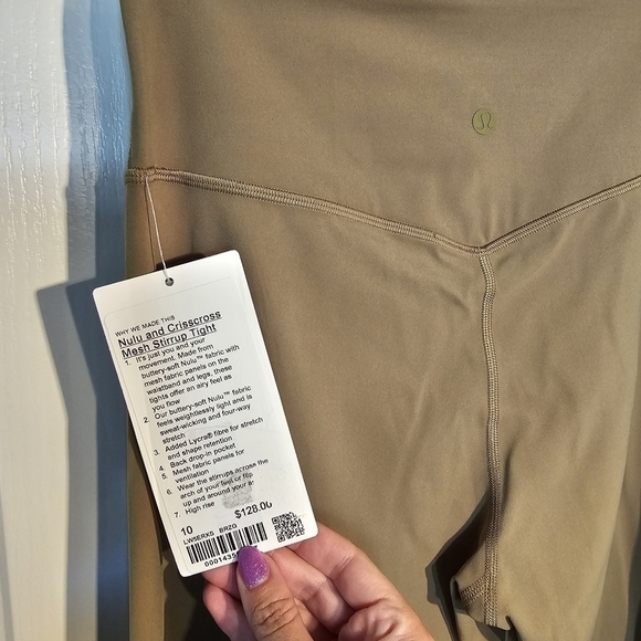 Lululemon Nulu and Crisscross Mesh Stirrup Tight Size 10 Bronze Green NWT - Picture 9 of 9